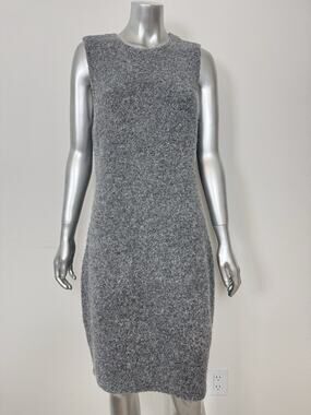 Donna Karan Stretch Wool Dress Women’s Medium Midi Sleeveless Gray